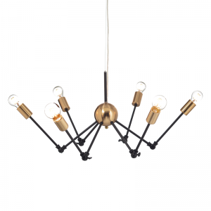 TZIA ΚΡΕΜΑΣΤΟ ΦΩΤΙΣΤΙΚΟ 6ΦΩΤΟ ΜΕΤΑΛΛΟ ΜΑΥΡΟ D76xΗ150cm