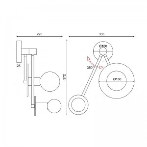 ALIKI 2ΦΩΤΗ ΑΠΛΙΚΑ ΜΕΤΑΛΛΟ ΧΡΥΣΟ 18x74x23CM
