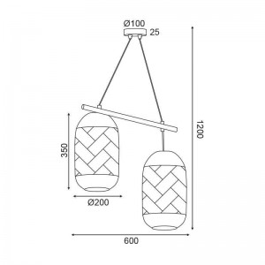 ΚΡΕΜΑΣΤΟ Φ/Σ 2ΧΕ27 RATTAN+ΞΥΛΟ 60X20XH120CM