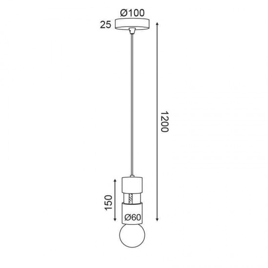 ΚΡΕΜΑΣΤΟ Φ/Σ 1ΧΕ27 ΞΥΛΟ+ΔΕΡΜΑ D6XH120CM