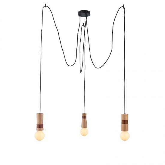 ΚΡΕΜΑΣΤΟ Φ/Σ 3ΧΕ27 ΞΥΛΟ+ΔΕΡΜΑ D6(3)XH220CM