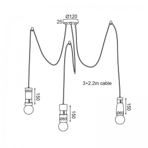 ΚΡΕΜΑΣΤΟ Φ/Σ 3ΧΕ27 ΞΥΛΟ+ΔΕΡΜΑ D6(3)XH220CM 