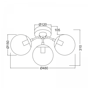 BUBBLE ΦΩΤΙΣΤΙΚΟ ΟΡΟΦΗΣ 3ΦΩΤΟ ΓΥΑΛΙ ΦΙΜΕ Φ48x31cm