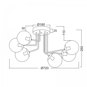 BUBBLE ΦΩΤΙΣΤΙΚΟ ΟΡΟΦΗΣ 6ΦΩΤΟ ΓΥΑΛΙ ΦΙΜΕ Φ72x26cm