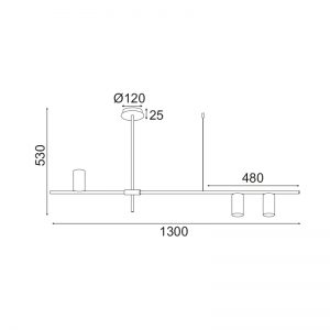 LINE ΦΩΤΙΣΤΙΚΟ ΟΡΟΦΗΣ 3ΦΩΤΟ ΜΕΤΑΛΛΙΚΟ ΜΑΥΡΟ 130Χ53cm