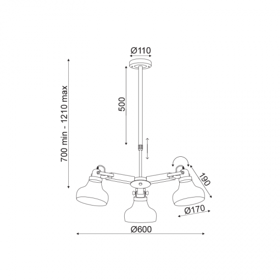 KAPA ΚΡΕΜΑΣΤΟ ΦΩΤΙΣΤΙΚΟ 3ΦΩΤΟ ΓΥΑΛΙ ΔΙΑΦΑΝΟ Φ60xΗ100CM