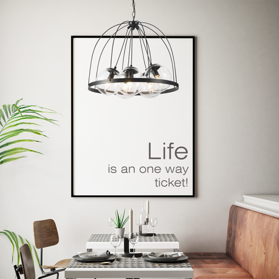 CASTLE ΚΡΕΜΑΣΤΟ ΦΩΤΙΣΤΙΚΟ 5ΦΩΤΟ ΜΕΤΑΛΛΙΚΟ ΜΑΥΡΟ Φ50xΗ120cm