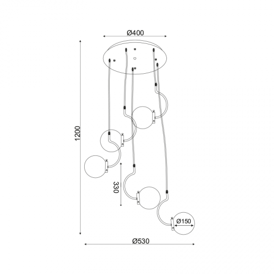 SHADE ΚΡΕΜΑΣΤΟ 5ΦΩΤΟ ΦΩΤΙΣΤΙΚΟ ΓΥΑΛΙ ΔΙΑΦΑΝΟ Φ50xΗ120CM