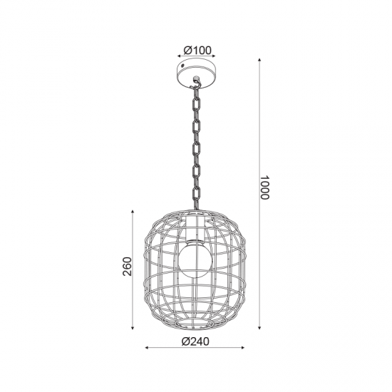ILIADA ΚΡΕΜΑΣΤΟ ΦΩΤΙΣΤΙΚΟ 1ΦΩΤΟ ΜΕΤΑΛΛΟ ΜΑΥΡΟ D24xH100cm