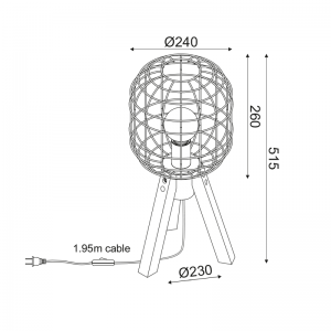 ILIADA ΕΠΙΤΡΑΠΕΖΙΟ ΦΩΤΙΣΤΙΚΟ 1ΦΩΤΟ ΜΕΤΑΛΛΟ ΜΑΥΡΟ D25xH51.5CM