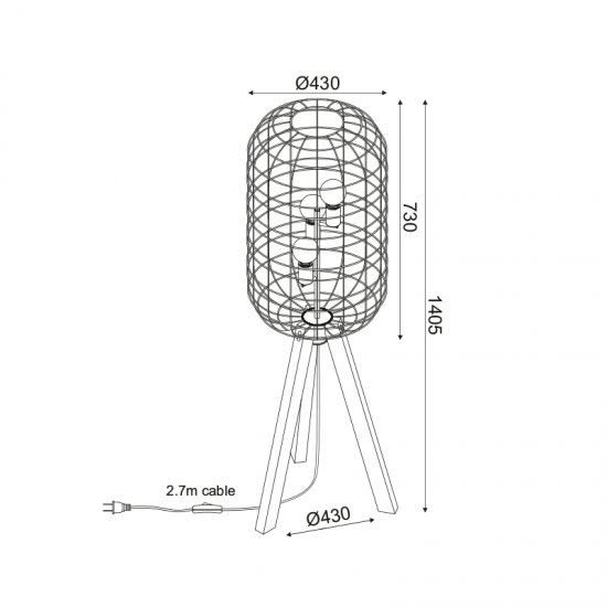 ILIADA ΕΠΙΔΑΠΕΔΙΟ ΦΩΤΙΣΤΙΚΟ 3ΦΩΤΟ ΜΕΤΑΛΛΟ ΜΑΥΡΟ D50xH140CM