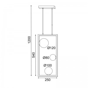 MILE 1 ΚΡΕΜΑΣΤΟ 3ΦΩΤΟ ΦΩΤΙΣΤΙΚΟ ΜΕΤΑΛΛΟ ΜΑΥΡΟ 25x12x120CM