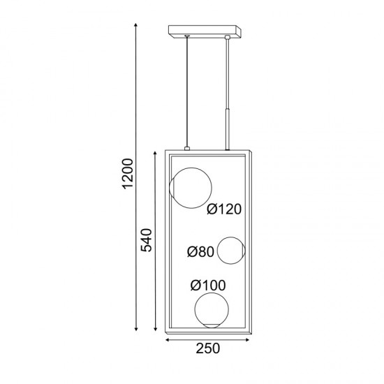 MILE 1 ΚΡΕΜΑΣΤΟ 3ΦΩΤΟ ΦΩΤΙΣΤΙΚΟ ΜΕΤΑΛΛΟ ΜΑΥΡΟ 25x12x120CM