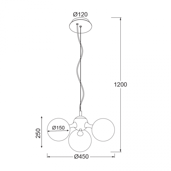 BLOB ΚΡΕΜΑΣΤΟ 3ΦΩΤΟ ΦΩΤΙΣΤΙΚΟ ΓΥΑΛΙ ΑΣΗΜΙ 45x120cm