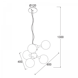 BLOB ΚΡΕΜΑΣΤΟ 5ΦΩΤΟ ΦΩΤΙΣΤΙΚΟ ΓΥΑΛΙ ΑΣΗΜΙ 60x130cm