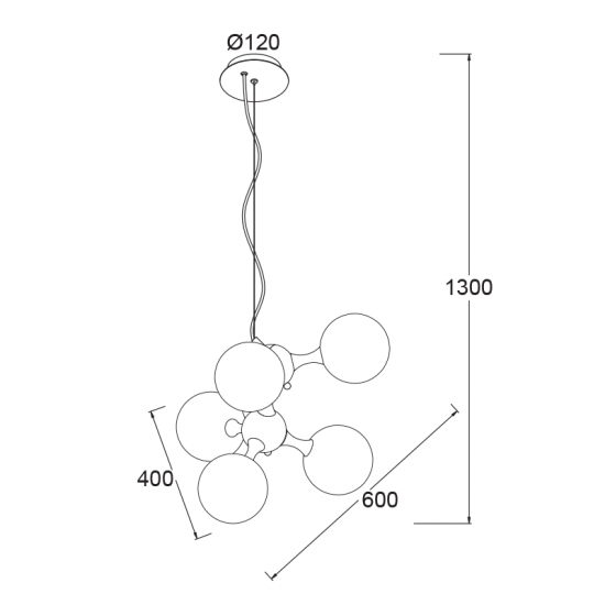 BLOB ΚΡΕΜΑΣΤΟ 5ΦΩΤΟ ΦΩΤΙΣΤΙΚΟ ΓΥΑΛΙ ΑΣΗΜΙ 60x130cm