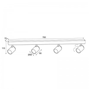 ΕΠΙΤΟΙΧΟ Φ/Σ 4XGU10 ΛΕΥΚΟ ΑΛΟΥΜΙΝΙΟ 76Χ7Χ12CM