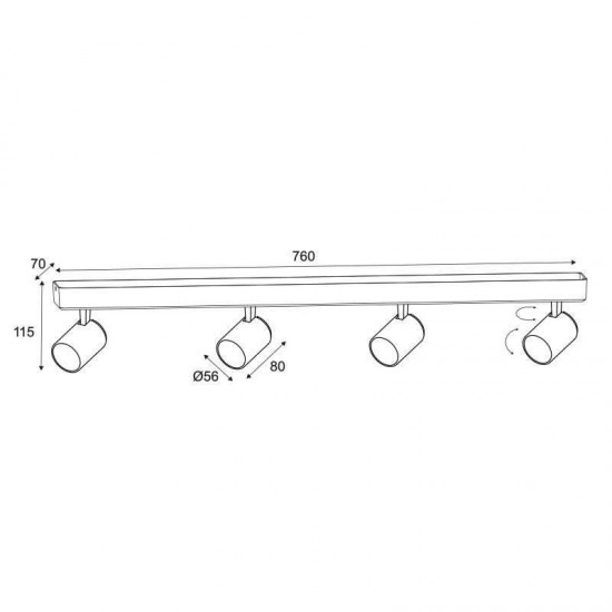 ΕΠΙΤΟΙΧΟ Φ/Σ 4XGU10 ΛΕΥΚΟ ΑΛΟΥΜΙΝΙΟ 76Χ7Χ12CM