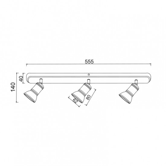 ΕΠΙΤΟΙΧΟ Φ/Σ 3ΧGU10 ΜΠΡΟΝΖΕ 56X6,2X12CM
