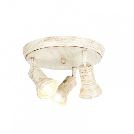 ΕΠΙΤΟΙΧΟ Φ/Σ 3ΧGU10 ΡΟΖΕΤΑ ΑΝΤΙΚΕ ΛΕΥΚΟ ΜΕΤΑΛΛΙΚΟ Φ23,5Χ14CM