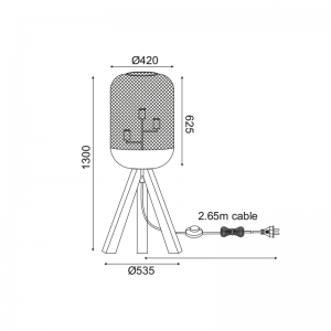 PIRATE ΕΠΙΔΑΠΕΔΙΟ ΦΩΤΙΣΤΙΚΟ 3ΦΩΤΟ ΜΕΤΑΛΛΟ ΜΑΥΡΟ D54xH130CM