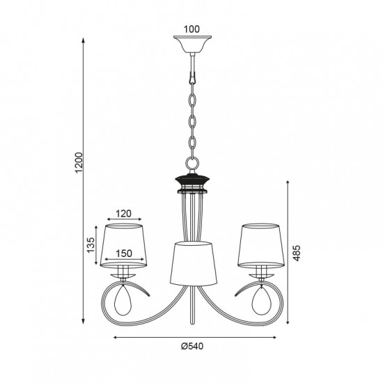 ΚΡΕΜΑΣΤΟ Φ/Σ 3ΧΕ14 ΜΕΤΑΛΛΙΚΟ ΧΡΥΣΟΧΑΛΚΙΝΟ+ΜΑΥΡΟ ΑΜΠΑΖΟΥΡ Φ54XΗ120CM