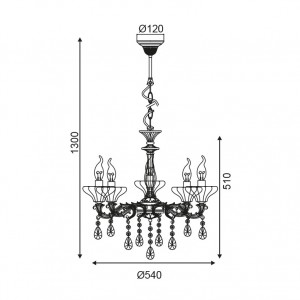 ΚΡΕΜΑΣΤΟ Φ/Σ 5ΧΕ14 ΜΕΤΑΛΛΙΚΟ ΜΠΡΟΝΖΕ+ΚΡΥΣΤΑΛΛΟ Φ54ΧΗ130CM