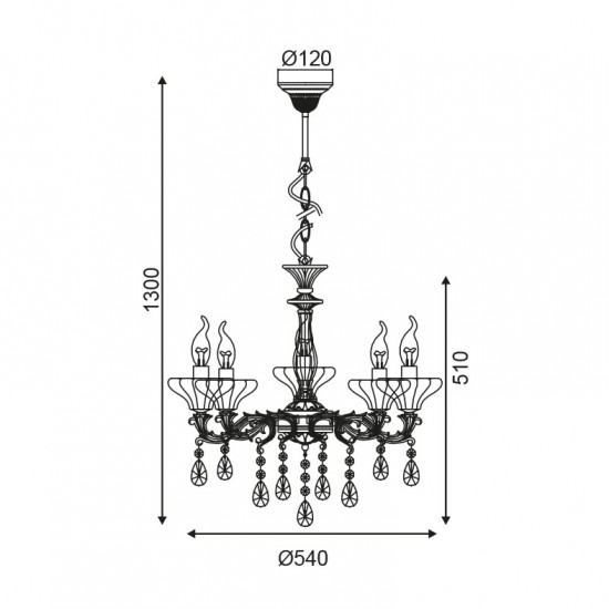 ΚΡΕΜΑΣΤΟ Φ/Σ 5ΧΕ14 ΜΕΤΑΛΛΙΚΟ ΜΠΡΟΝΖΕ+ΚΡΥΣΤΑΛΛΟ Φ54ΧΗ130CM