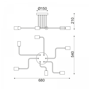 SPIDER ΦΩΤΙΣΤΙΚΟ ΟΡΟΦΗΣ 6ΦΩΤΟ ΜΕΤΑΛΛΙΚΟ ΜΑΥΡΟ 73X50XH21CM