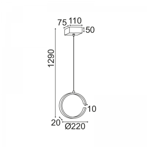 THIN ΚΡΕΜΑΣΤΟ ΦΩΤΙΣΤΙΚΟ LED ΜΑΥΡΟ ΜΕΤΑΛΛΟ 22x11xH129CM