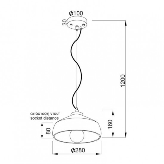ΚΡΕΜΑΣΤΟ ΦΩΤΙΣΤΙΚΟ 1ΧΕ27 ΤΣΙΜΕΝΤΟ Φ28xH16cm
