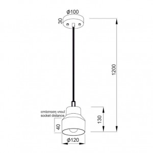 ΚΡΕΜΑΣΤΟ ΦΩΤΙΣΤΙΚΟ 1ΧΕ27 ΤΣΙΜΕΝΤΟ Φ12xH13cm