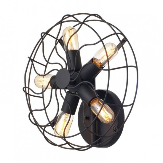 FAN ΕΠΙΤΟΙΧΙΟ ΦΩΤΙΣΤΙΚΟ 5ΦΩΤΟ ΜΕΤΑΛΛΙΚΟ ΜΑΥΡΟ Φ41xH41CM