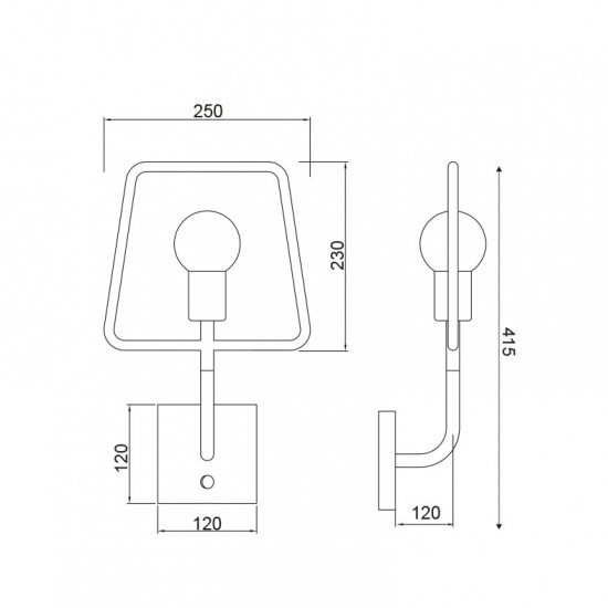 ΕΠΙΤΟΙΧΙΟ Φ/Σ 1ΧΕ27 ΜΑΥΡΟ ΜΕΤΑΛΛΙΚΟ 25Χ7ΧΗ41,5CM