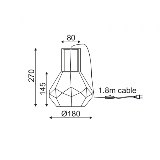 DIAMOND ΕΠΙΤΡΑΠΕΖΙΟ ΦΩΤΙΣΤΙΚΟ ΓΥΑΛΙ ΦΙΜΕ Φ18ΧH24,5CM