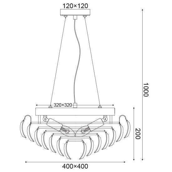 ΚΡΕΜΑΣΤΟ Φ/Σ 4ΧΕ14 ΚΡΥΣΤΛΛΟ+ΧΡΩΜΙΟ ΜΕΤΑΛΛΟ 40Χ40ΧΗ100CM
