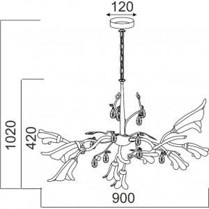 ΚΡΕΜΑΣΤΟ 9ΦΩΤΟ ΜΑΥΡΟ ΓΥΑΛΑΚΙ 9X35W G9 Φ90 Η120CM