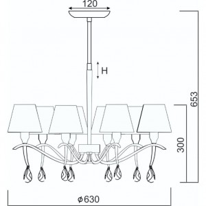 ΚΡΕΜΑΣΤΟ ΚΑΠΕΛΑΚΙ ΜΑΥΡΟ Φ64 8Χ40W E14