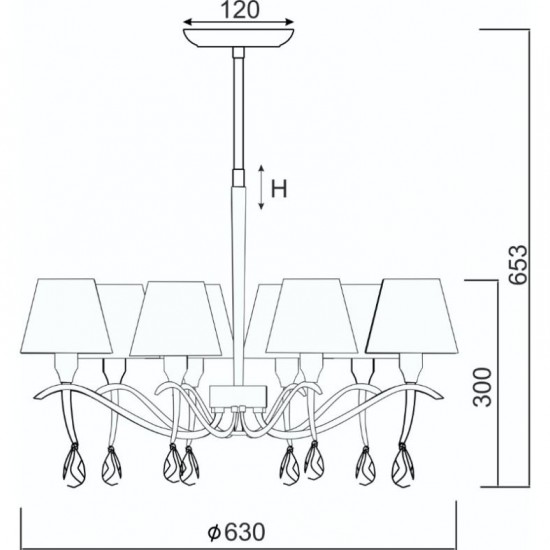 ΚΡΕΜΑΣΤΟ ΚΑΠΕΛΑΚΙ ΜΑΥΡΟ Φ64 8Χ40W E14