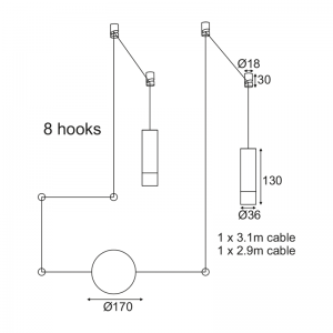 TAPAS ΚΡΕΜΑΣΤΟ 2ΦΩΤΟ ΦΩΤΙΣΤΙΚΟ ΑΛΟΥΜΙΝΙΟ ΜΑΥΡΟ D3,6xH13CM 