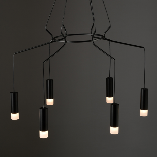 TAPAS ΙΙ ΚΡΕΜΑΣΤΟ 6ΦΩΤΟ ΦΩΤΙΣΤΙΚΟ ΑΛΟΥΜΙΝΙΟ ΜΑΥΡΟ D3,6xH13CM