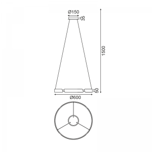 THESPIS ΚΡΕΜΑΣΤΟ ΦΩΤΙΣΤΙΚΟ LED ΑΛΟΥΜΙΝΙΟ ΧΡΥΣΟ D60xH150CM