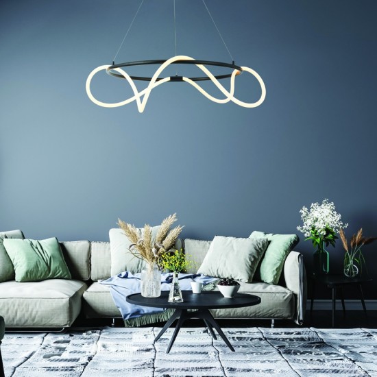 RODOS O ΚΡΕΜΑΣΤΟ ΦΩΤΙΣΤΙΚΟ LED ΜΕΤΑΛΛΟ ΜΑΥΡΟ D80xH230CM