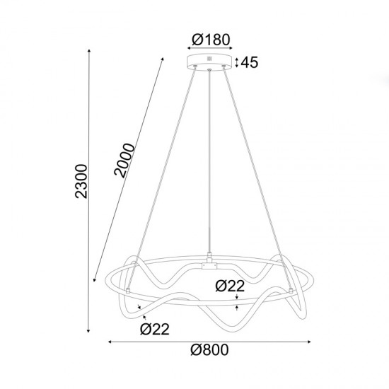 RODOS O ΚΡΕΜΑΣΤΟ ΦΩΤΙΣΤΙΚΟ LED ΜΕΤΑΛΛΟ ΜΑΥΡΟ D80xH230CM