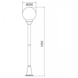PLASTIC FLOOR GARDEN BLACK LUMINAIRE 100CM Φ200 E27 IP44
