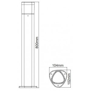 Eden Κολωνάκι LED 9W Ύψους 80cm Σε Σκούρο Γκρί Χρώμα
