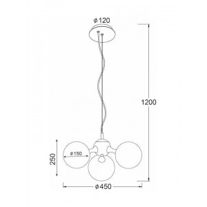 BLOB ΚΡΕΜΑΣΤΟ 3ΦΩΤΟ ΦΩΤΙΣΤΙΚΟ ΓΥΑΛΙ ΜΕΛΙ 45x120cm