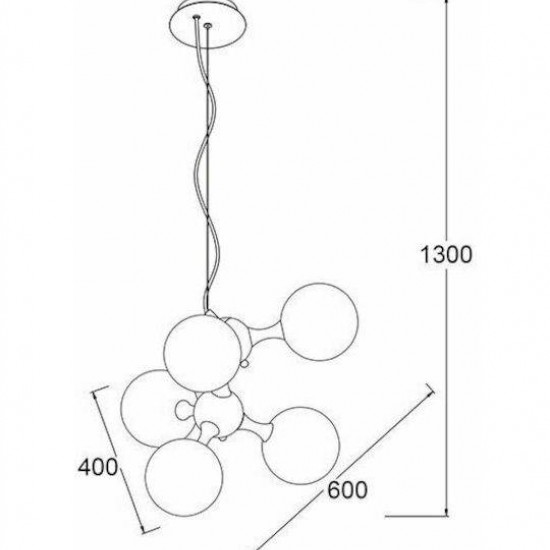 BLOB ΚΡΕΜΑΣΤΟ 5ΦΩΤΟ ΦΩΤΙΣΤΙΚΟ ΓΥΑΛΙ ΜΕΛΙ 60x130cm