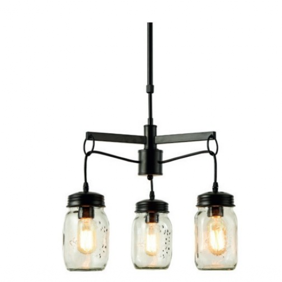 ΚΡΕΜΑΣΤΟ Φ/Σ 3ΧΕ27 ΜΑΥΡΟ ΜΕΤΑΛΛΙΚΟ+ΓΥΑΛΙ Φ45ΧΗ95CM