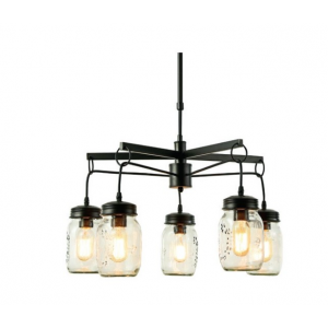 ΚΡΕΜΑΣΤΟ Φ/Σ 5ΧΕ27 ΜΑΥΡΟ ΜΕΤΑΛΛΙΚΟ+ΓΥΑΛΙ Φ60ΧΗ95CM